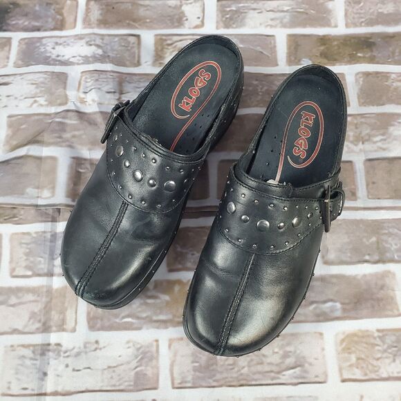 Klogs Shoes Size 8M Black Mules Buckle Studded Punk Grunge Chunky Goth - Picture 3 of 11